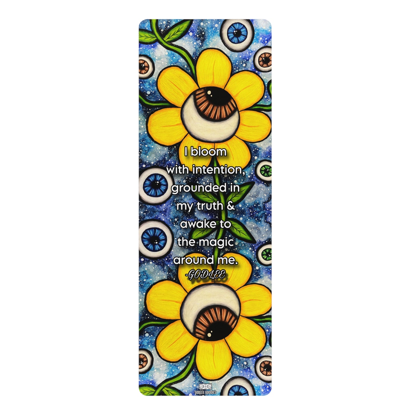 Eye Bloom Rubber Yoga Mat — Vibrant Sunflower & Eyeball Pattern Yoga Mat